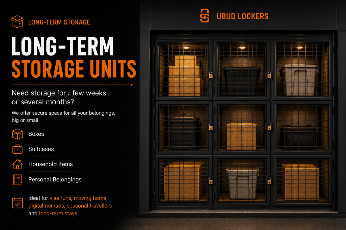Long-term storage in central Ubud, Bali for suitcases, boxes and personal belongings